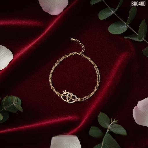 Interlocking Hearts Double Layer Bracelet - Gold